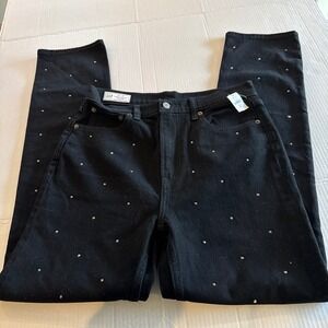 NWT GAP Women Cheeky Straight High Rise Black Rhinestone Jeans Size 29x8 Tall